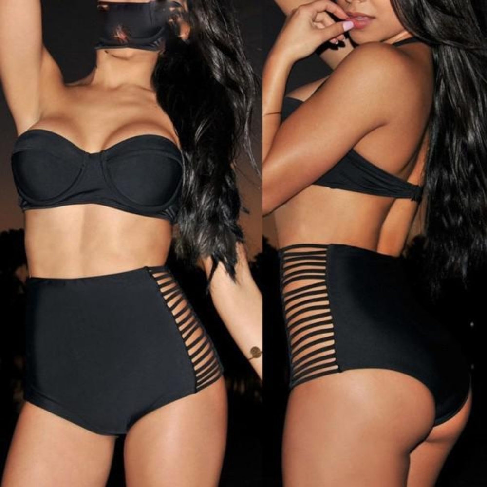 Vintage High Waist Bikini Set Conservative Swimsui